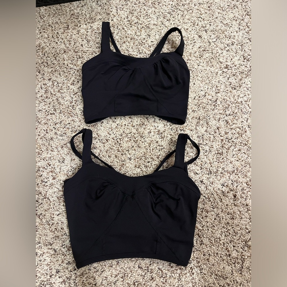 Karma  Hot Yoga  Barre Running Black Strappy Sports Bra Lot-2 Sz S